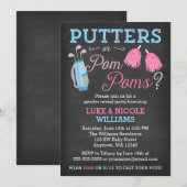 Putters of Pom Poms Gender Publication Party Invit Kaart (Voorkant / Achterkant)