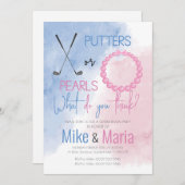 Putters or Pearls gender reveal invitation Kaart (Voorkant / Achterkant)