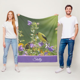 Puttertje op een Blauwe Klokjes Bloem Fleece Deken
