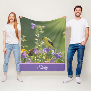 Puttertje op een Blauwe Klokjes Bloem Fleece Deken
