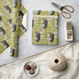 Puttertje zingend op een hekpilaar cadeaupapier