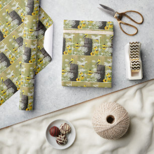 Puttertje zingend op een hekpilaar cadeaupapier