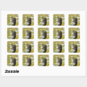 Puttertje zingend op een hekpilaar vierkante sticker (Vel)