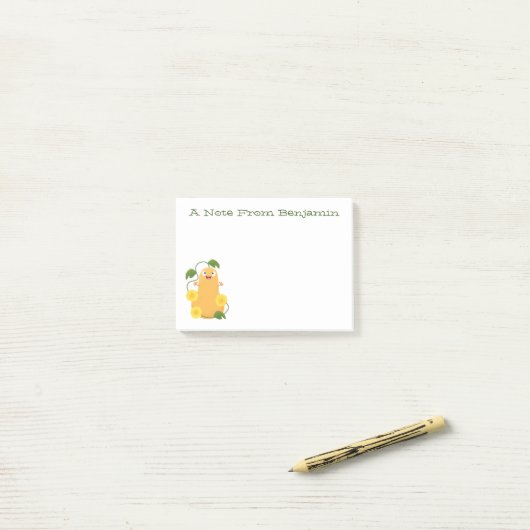 Puttertuinpompoen cartoon post-it® notes (Op bureau)