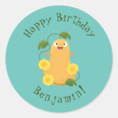 Puttertuinpompoen cartoon ronde sticker (Voorkant)