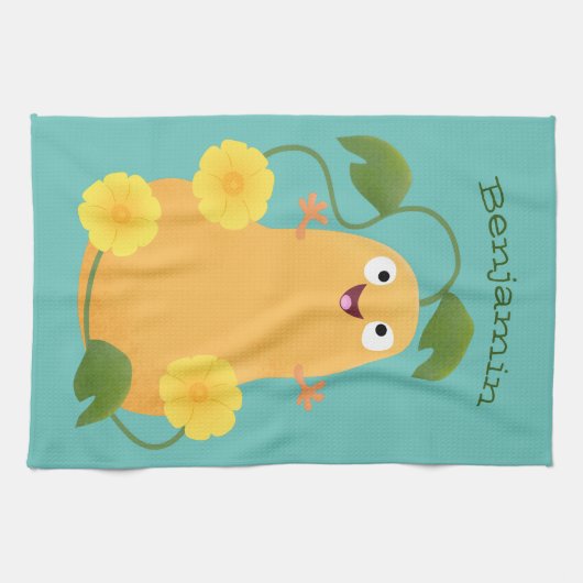 Puttertuinpompoen cartoon theedoek (Horizontaal)