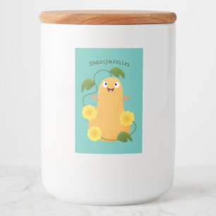 Puttertuinpompoen cartoon voedselcontainer etiket