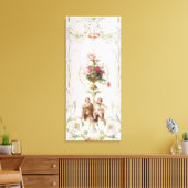 Putti amid swagon van bloemen en bladeren canvas afdruk (Insitu (Woonkamer))