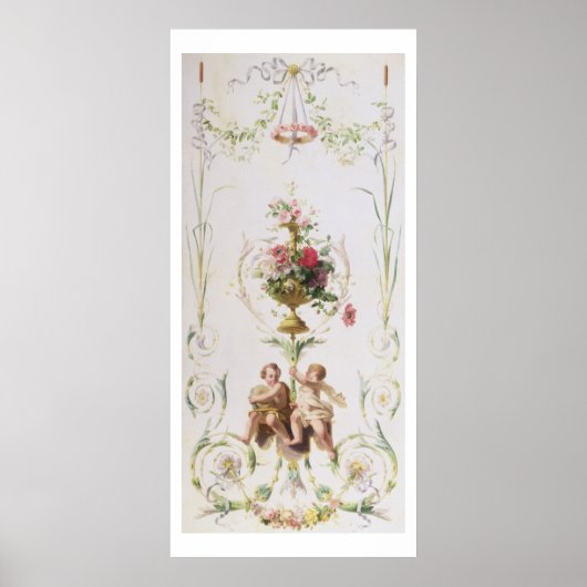 Putti amid swagon van bloemen en bladeren poster (Voorkant)