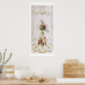 Putti amid swagon van bloemen en bladeren poster (Keuken)