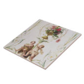 Putti amid swagon van bloemen en bladeren tegeltje (Zijkant)