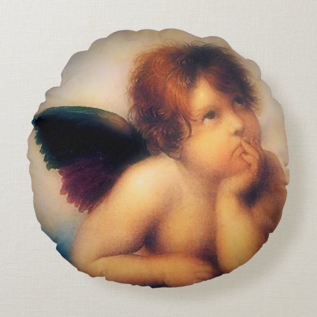Putti Angel Rond Kussen (Voorkant)