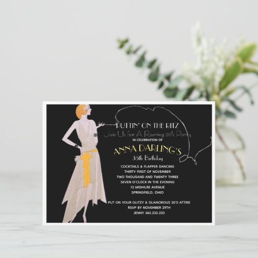 Puttin' op de Flapper Party van Ritz 20 Kaart (Staand voorkant)