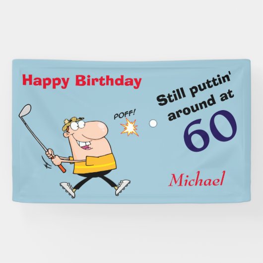 Puttin' Rond 60 Golf Birthday Party Spandoek (Horizontaal)
