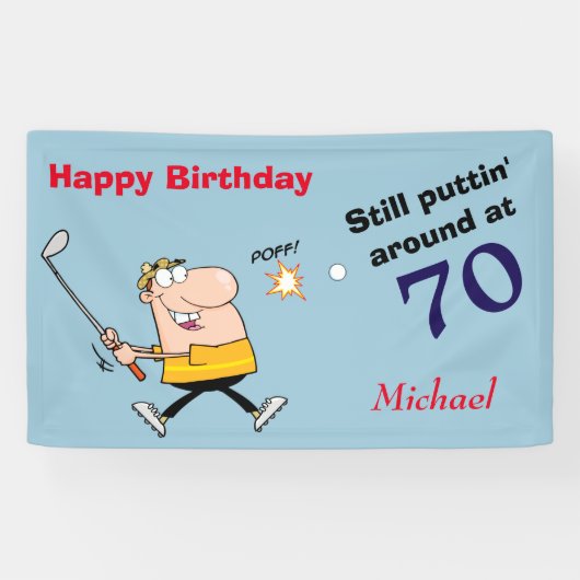 Puttin' rond 70 Golf Birthday Party Spandoek (Horizontaal)