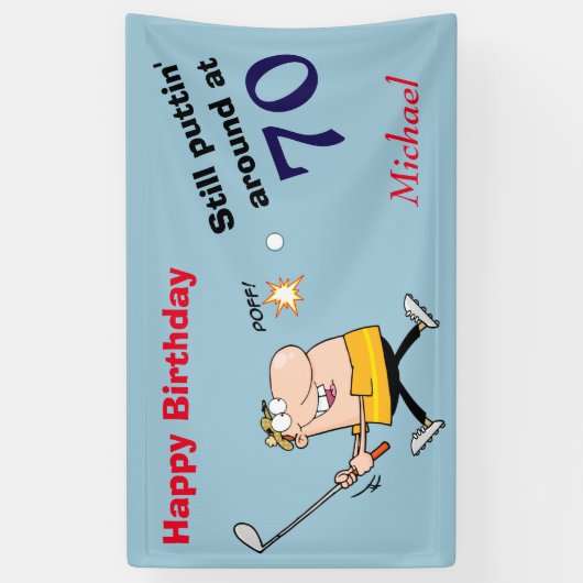 Puttin' rond 70 Golf Birthday Party Spandoek (Verticaal)