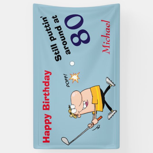 Puttin' rond 80 Golf Birthday Party Spandoek (Verticaal)