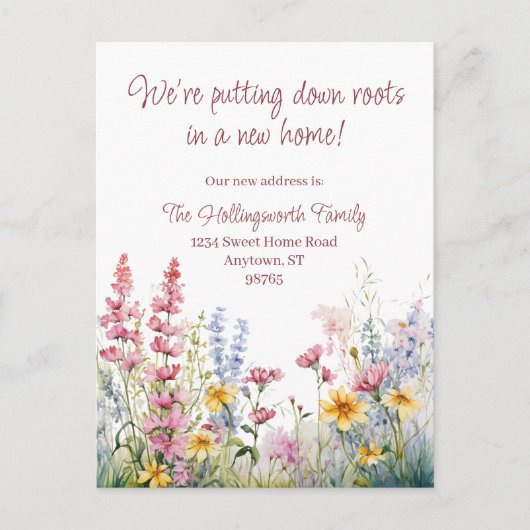 Putting Down Roots Wildflower Adreswijziging Briefkaart (Voorkant)