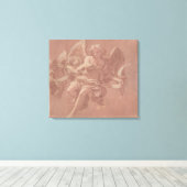 Putto en Angel Holding a Banderole Canvas Afdruk (Insitu (Houten vloer))