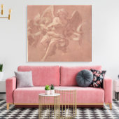 Putto en Angel Holding a Banderole Canvas Afdruk (Insitu (Woonkamer))
