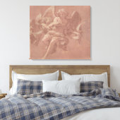 Putto en Angel Holding a Banderole Canvas Afdruk (Insitu (Slaapkamer))