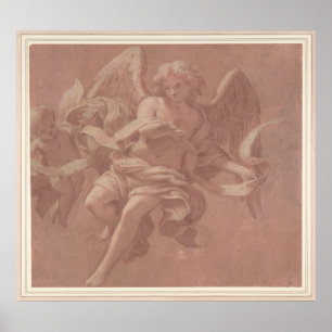 Putto en Angel Holding a Banderole Poster