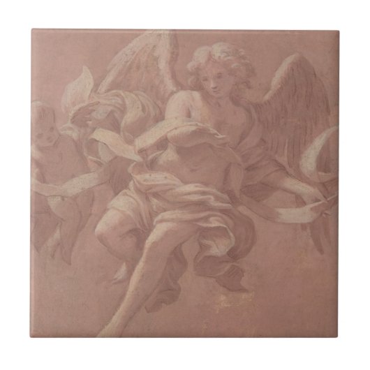 Putto en Angel Holding a Banderole Tegeltje (Voorkant)