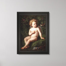 Putto's die een aardbei voeden met een vogel canvas afdruk