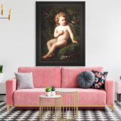 Putto's die een aardbei voeden met een vogel canvas afdruk (Insitu (Woonkamer))