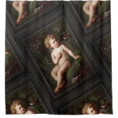 Putto's die een aardbei voeden met een vogel douchegordijn (Voorkant)