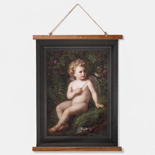 Putto's die een aardbei voeden met een vogel hangend wandkleed (Voorkant)