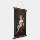Putto's die een aardbei voeden met een vogel hangend wandkleed (Gebogen)