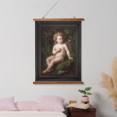 Putto's die een aardbei voeden met een vogel hangend wandkleed (Slaapkamer)