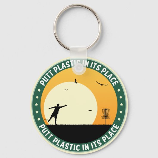 Puttplastic op zijn plaats sleutelhanger (Voorkant)