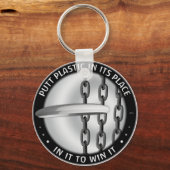 Puttplastic op zijn plaats sleutelhanger (Voorkant)