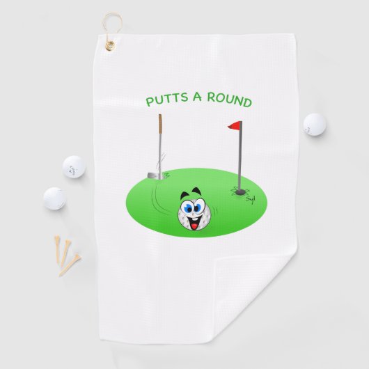 Putts A Round Golf Towel Golfhanddoek (Insitu)