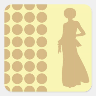 Putty Cream Neutrale Stippen Mode Silhouette Vierkante Sticker