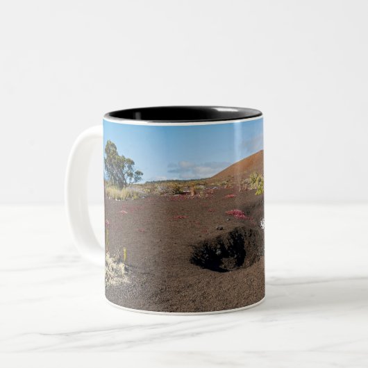 pu'u pua'i cinder cone langs byron ledge trail tweekleurige koffiemok (Voorkant links)
