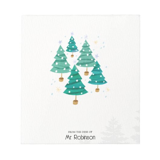 Puur Aquarel Kerstbomen Onderwijs Notitieblok (Voorkant)