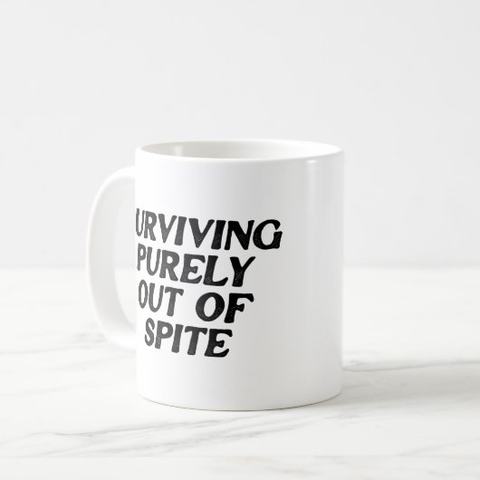 Puur buiten de ruimte overleven koffiemok (Voorkant links)