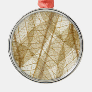Puur Crème Beige Kant Bladeren Metalen Ornament
