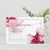 Puur karmozijnroze abstract waterverfschilderij kaart (Staand voorkant)