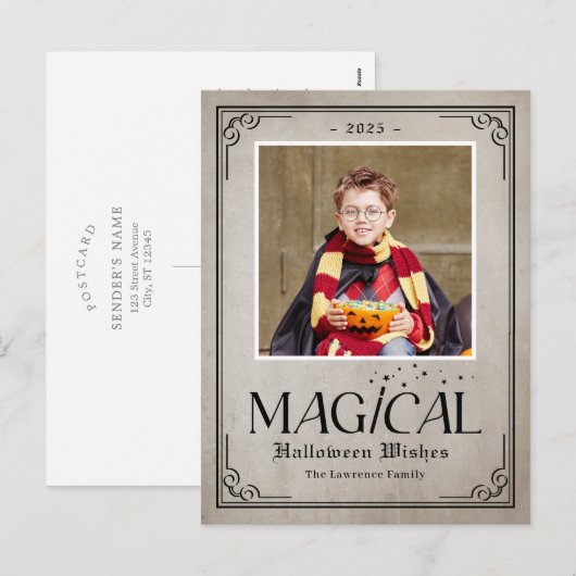 Puur Magische Leuke Halloween Fotokaart Feestdagenkaart (Voorkant / Achterkant)