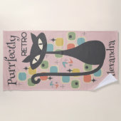 Puur Retro Black Cat Mid Century Strandlaken (Voorkant)