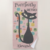 Puur Retro Black Cat Mid Century Strandlaken (Voorkant)