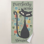 Puur Retro Black Cat Mid Century Strandlaken (Voorkant)