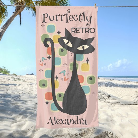 Puur Retro Black Cat Mid Century Strandlaken