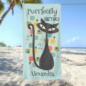 Puur Retro Black Cat Mid Century Strandlaken