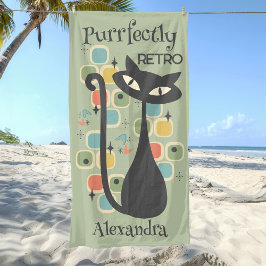 Puur Retro Black Cat Mid Century Strandlaken