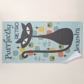 Puur Retro Black Cat Mid Century Strandlaken (Voorkant)